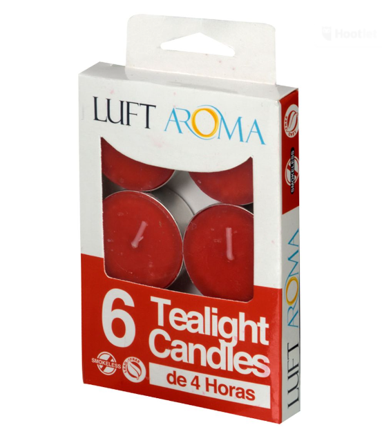 VELA TEALIGHT 4H LUFT AROMA X6 ROJO