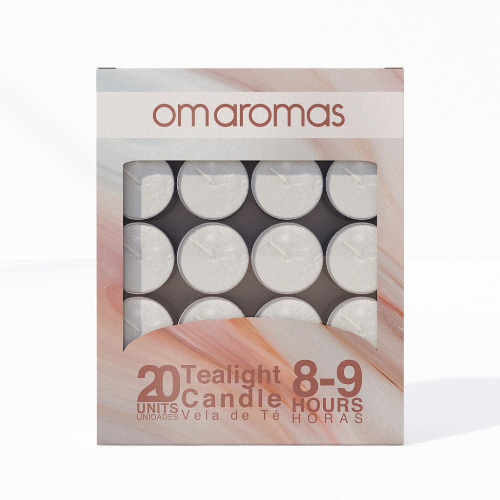 VELA TEALIGHT 9H OMAROMAS X20 BLANCO